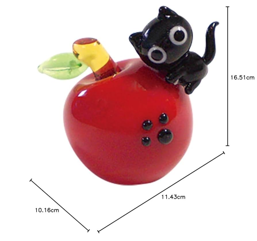 Amazon.co.jp: かわいい 手作り ガラス細工 りんごと黒猫
